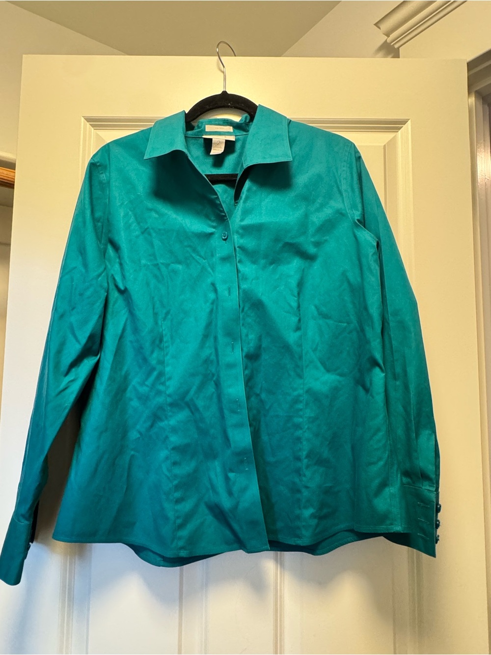 Chicos non iron turquoise button down